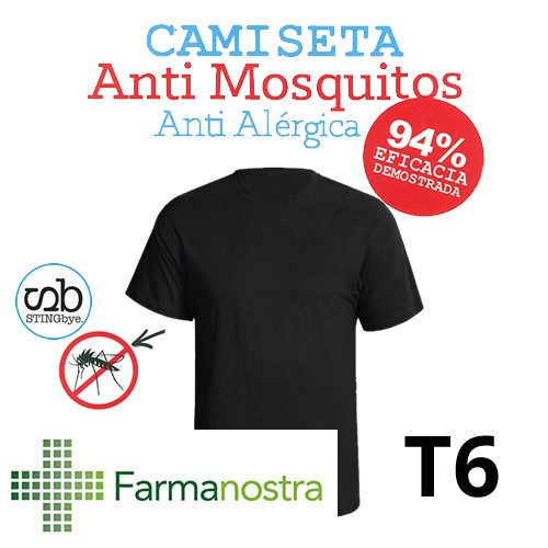 Camiseta antimosquitos stingbye camiseta manga corta  | talla t6 | color negro